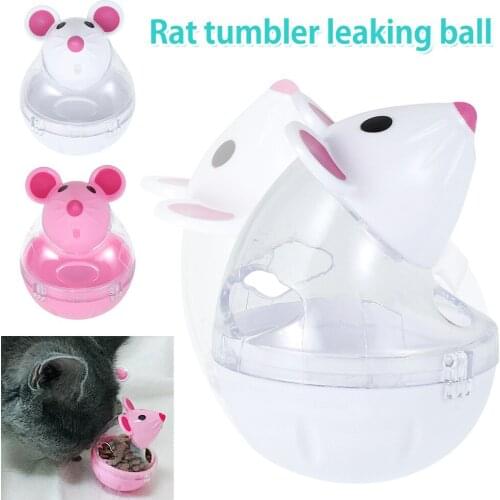 Mini Cute Mouse Shape Pet Feeder Bowl Cat Treat Toy Rolling Leakage Dispenser Bowls Playing Training Toys for Cats Kitten
