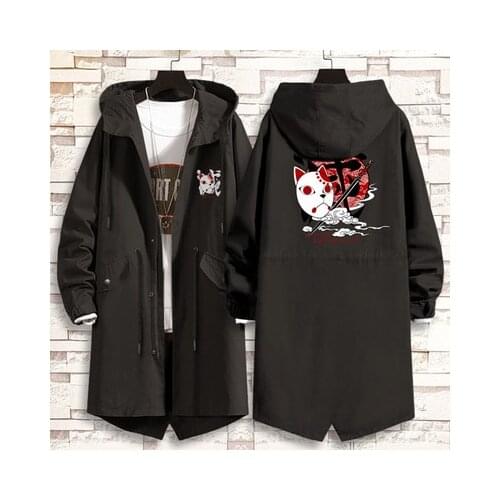 New Anime Demon Slayer Kamado Tanjirou Cosplay Costumes Trench Hoodies Cotton Sweatshirts Teens Daily Hooded Coat Jackets Top