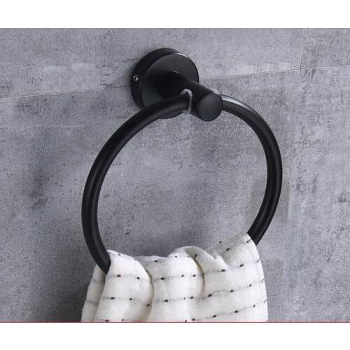 New Rust Proof Stainless Steel Bathroom Accessories Wall Mount Single Towel Bar Towel Ring Towel Holder In Matt Black Finish