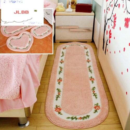 Pastoral Floor Carpet Living Room Bedroom Carpet Area Rugs Anti-slip Mats Pink Floral Bathroom Toilet Kitchen Carpets Mat