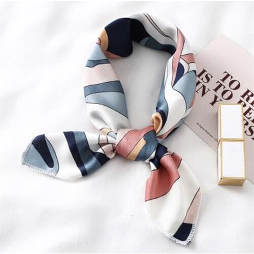 New Women Square Silk Scarf Fashion Print Small Neck Scarfs Office Lady Hair Ties Kerchief Female Girl Bandana Shawl Multi Use