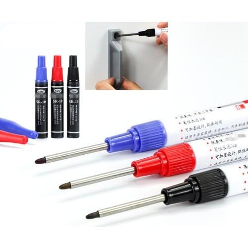 3 COLOR Carpenter Pen 30mm Deep Drill Hole Long Nib Water Resistant Marker Pens Home Decoration Construction Hand Tool Part