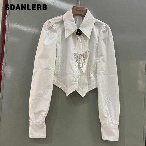 Женские белые рубашки SDANLERB China At AliExpress