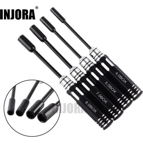 INJORA 4Pcs/set 4.0/5.5/7.0/8.0mm Hexagon Screwdriver Nut Wrench Tool Screw Driver for RC Model Car Boat Helicopter