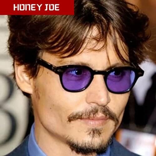 Fashion Johnny Depp Small Style Round Sunglasses Mens Womens Clear Tinted Lens Brand Design Party Show Sun Glasses Oculos De Sol