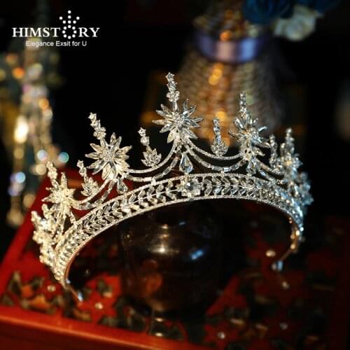 HIMSTORY Queen Princess Tiaras Crowns Sparkling Snowflake Bridal Wedding Hair Accessories For Women Pageant Fashion Diadems