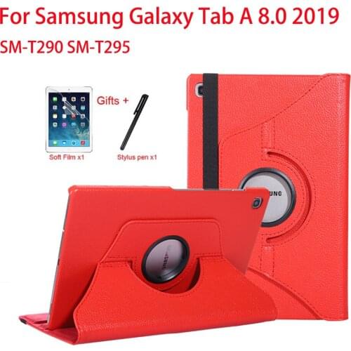 360 Degree Rotating Smart Case For Samsung Galaxy Tab A 8.0 2019 SM-T290 T295 T297 PU Leather Flip Stand Tablet Cover Shell
