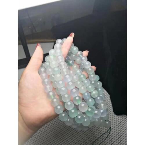 Fine jewelry Through full genuine natural ice 8-9mm jade 108 beads necklace free shipping