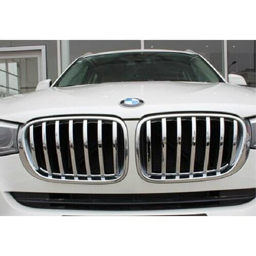 Chromed 2PCS Front Middle Grill Grille Cover Protector Trim For BMW X4 2014 15