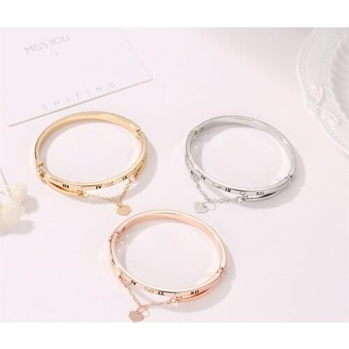 Woozu Hot Luxury Roman Numeral Bracelets Bangles Female Heart Forever Love Brand Charm Bracelet For Women Famous Jewelry