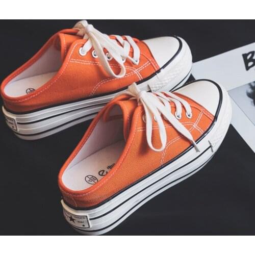 Canvas Women Shoes New Wild Shoelace Shallow Solid Color Cute Trend Flats Casual Low-top Shoes Womens Vulcanize Shoes R12-11