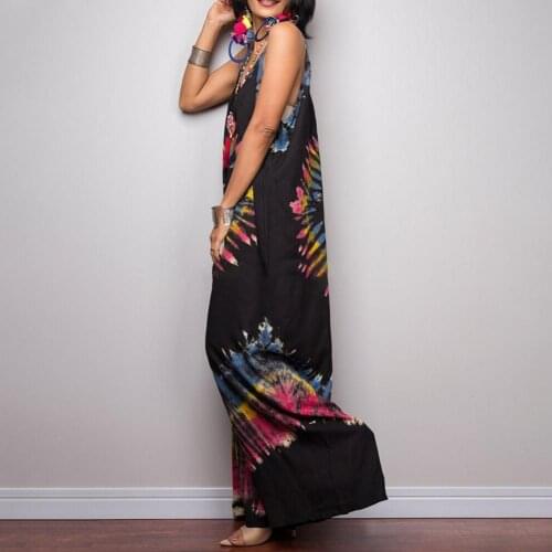 Female Jumpsuit Tie Dye Print Wide Leg Summer Sleeveless Shoulder Strap Jumpsuit Women Overall 2021 Loose Rompers