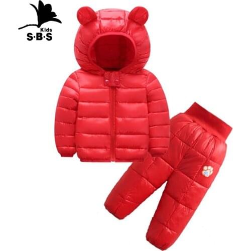 Winter New Arrivals Childrens Suits Thin Down Cotton Two-piece Suit Boys and Girls Infants and Children Warm Top and Pants Set