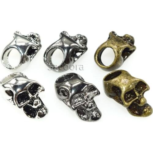 100pcs Single Vertical Hole Metal Skull Beads for Paracord Knife Lanyards