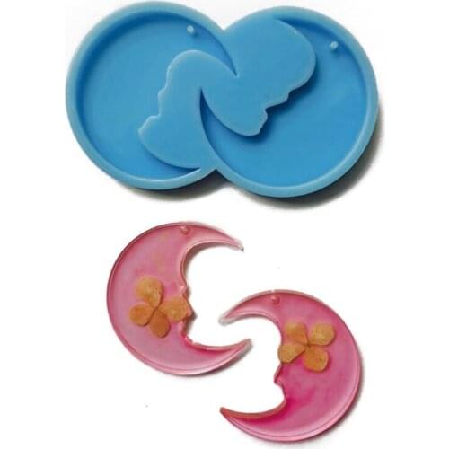 13MC Moon Earrings Epoxy Resin Mold Keychain Pendant Silicone Mould DIY Crafts Jewelry Casting Tools