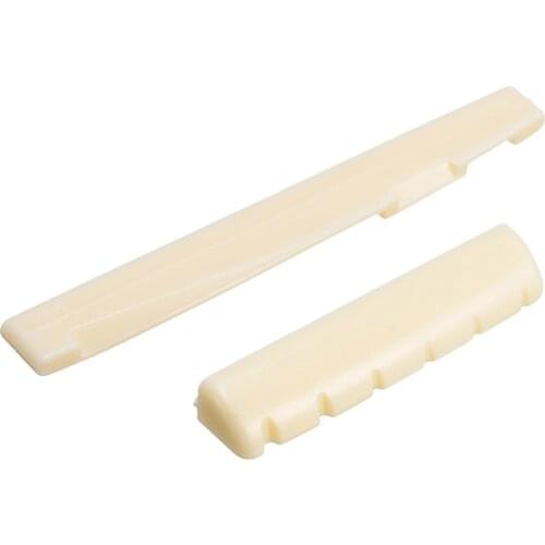 2pcs Classical Professional Bridge Saddle Nut Set For 6 String Acoustic Guitar Bone Slotted Saddle Nut Bridge Pins