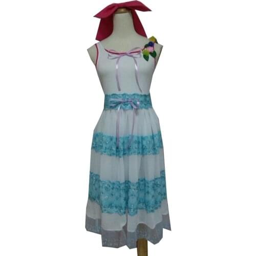 2020 anime cosplay Final Fantasy VII 7 Aerith Gainsborough Cosplay costumes with hair bow