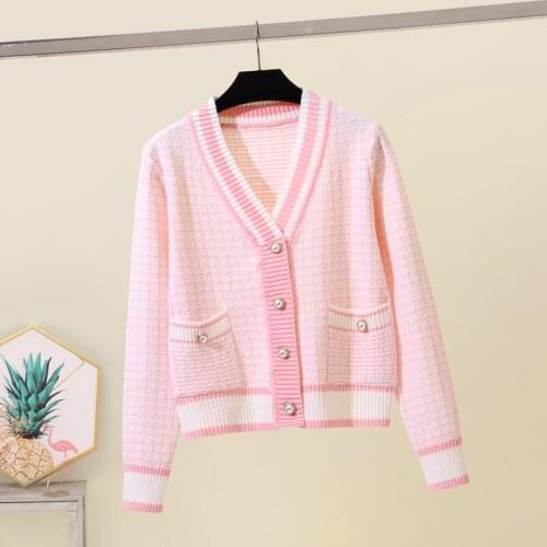 2021 short cardigan womens sweater coat thickened in autumn and winter