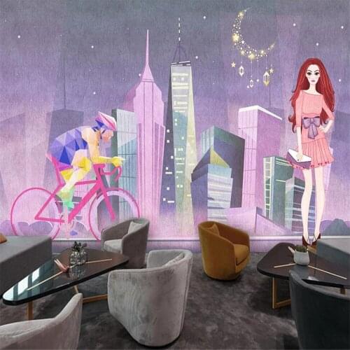 Milofi custom 3D wallpaper mural hand-painted fashion city night landscape background wall decoration painting wallpaper