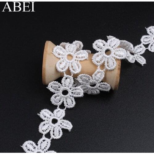 5yards/lot 23mm white flower lace appliques embroidery soluble lace ribbon for diy necklace jewelry garments Accessories