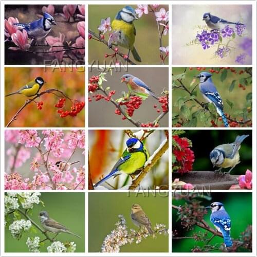 5D Diamond Painting Flower Birds Full Square Round Diamond Mosaic Cross Stitch Animal Embroidery Wall Pictures Home Decoration