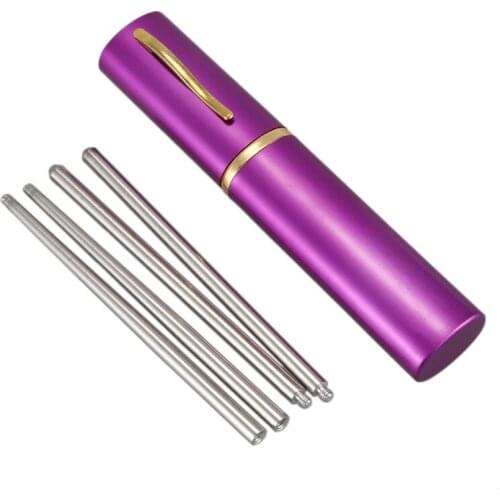 Aluminum Pen Shape Shell Stainless Steel Folding Travel Chopsticks,Silver