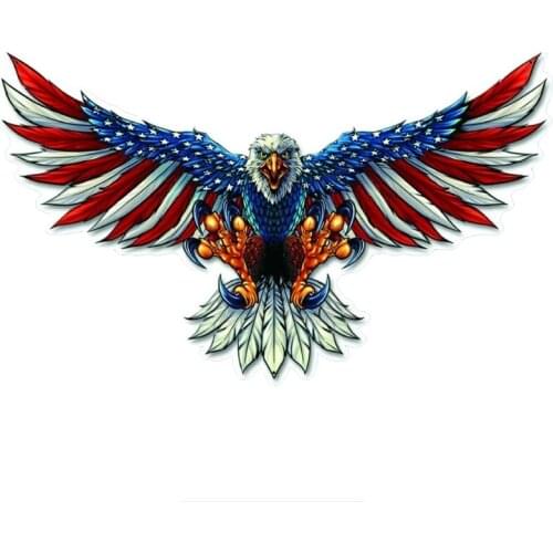 American Flag Bald Eagle Car Sticker PVC Personality Coloful Decals Auto Motorcycle Accessories for KIA RV,11*19cm,14*23cm
