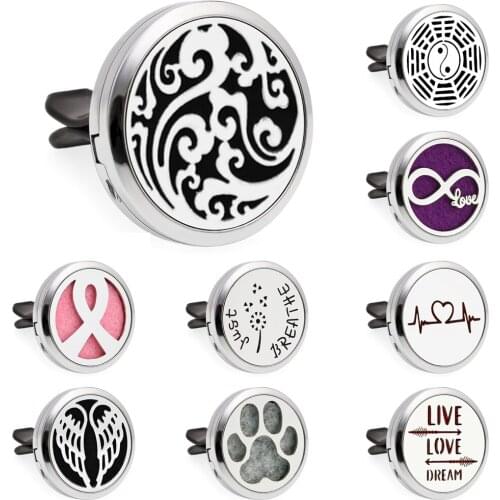 Cloud YinYang Angel Wing Just Breathe Essential Oil Perfume Car Diffuser 30mm Magnetic Open Locket 10pcs Pads Free