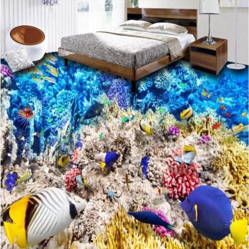 Beibehang flooring underwater world 3D three-dimensional floor to paint the floor pvc thick wear-resistant waterproof flooring
