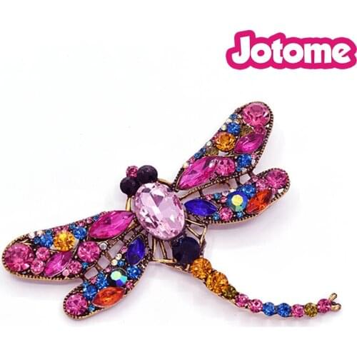 Multi-Colored Dragonfly Crystal Big Brooch Animal Wedding Accessories Bridal Brooch Bouquet Cake Decor Supplies DIY Crafts