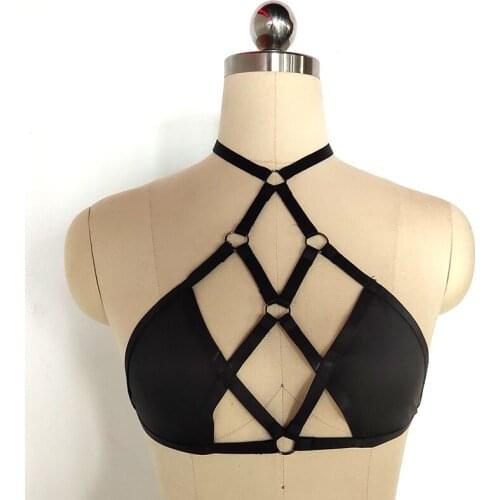 MEILIYISHI NEW Design Geometric Hollow Bra Necklace Harness Bikini Women Body Chain Black Sexy Fashion Wholesale