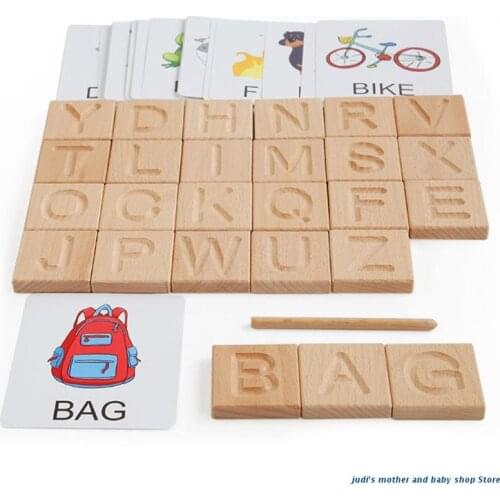 67JC Writing Practice Learning Board Wood Alphabet Tracing Board for Preschool Kids