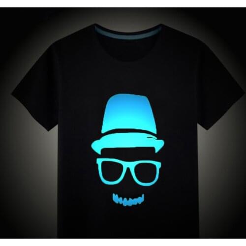 Kids Night Light Punk Tees Childrens Clothing Short Sleeves Tops Boys Girls Noctilucence Luminous Brand T-shirts Baby Clothes