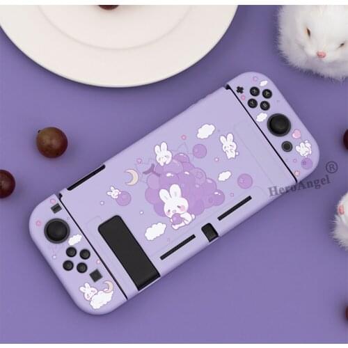 Purple Grape Rabit Soft TPU Protection Case For Nintendo Switch Console JoyCons Controller Cover Shell For Nintendo Switch