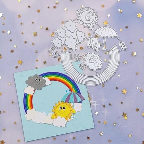 H55A Rainbow Clouds Metal Cutting Dies Stencil Scrapbooking DIY Album Stamp Paper Card Mold Embossing Decoration