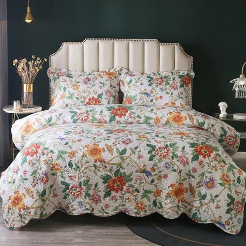 Cotton Print Quilt Blanket for Double Bed Bedspread on the Bed 3 Pieces Set Bed Cover 2 Shams Queen Size Summer Coverlet CHAUSUB