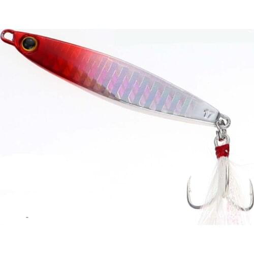 Fake Bait fishing artificial crankbait metal jig 7g 10g 14g 17g 21g 30g VMC 8 Colors Feathered Blood Trough Hook isca