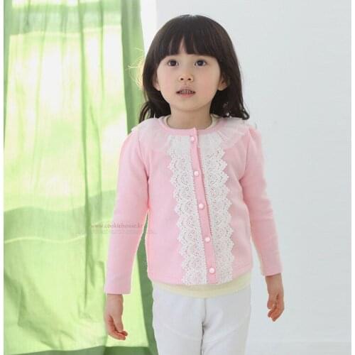 Hot Sale Fashion Spring Lace Collar Girl Cotton Coat Autumn Thin Long Sleeve Girls Cardigan Girls Jacket Children Clothing