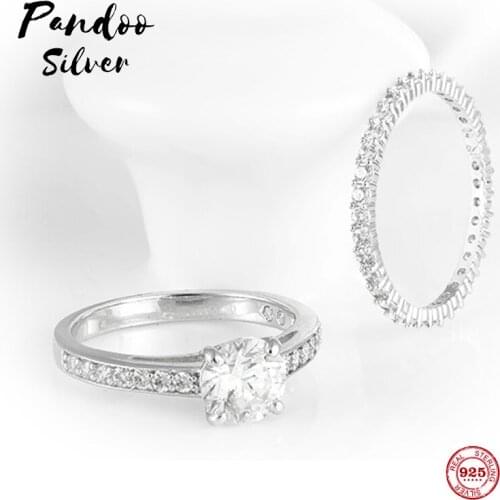 PANDOO Fashion Charm Pure 925 Silver Original 1:1 Copy, Simple Design Elegant Wild Ring Ring Female Luxury Jewelry Gifts