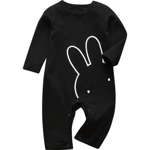 Autumn Newborn Infant Baby Boys Girls Romper Rabbit Printed Long Sleeve O-Neck Cotton One Piece Jumpsuit Pajama