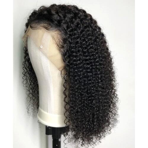 Kinky Curly Natural Color Human Hair T Part Lace Wigs Pre Plucked Brazlian Remy Hair Wigs With Baby Hair For Black Women Eifini