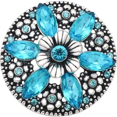 Fashion beauty Elegant Round Rhinestone Flowers 32MM metal snap buttons charms fit DIY 18mm snap jewelry wholesale kz3322