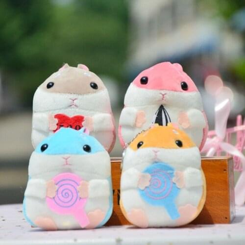 Fashion new 10cm plush colourful Hamster Holding food soft Pendant bag decoration Keychain good quality festival gift for friend