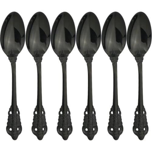 Black Teaspoons Dinnerware Court Style Tableware Cutlery Set Stainless Steel Cutlery Set Sliverware Suitable for Kitchen Outdoor