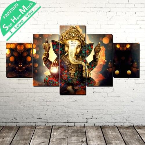5 Piece Ganesha Lord Wall Art Canvas Poster and Print Canvas Painting Decorative Picture Canvas Painting Home Decor