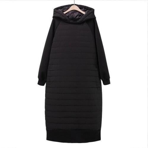 2020 New Style Winter Women Warm Dress Full Sleeves Patchwork Hooded Casual Loose Slim Dress Vestido Plus Size Dress L-6XL