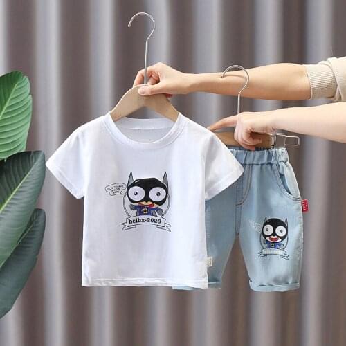 Toddler Boy Clothes 3T Summer Cute O-neck Short Sleeved T-shirts Tops + Denim Shorts Infant Outfits Kids Bebes Jogging Suits