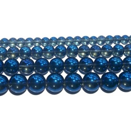 Wholesale Natural Stone Blue Crystal Quartzs Glass Round Beads 6 8 10 12 MM Pick Size For Jewelry Making DIY Bracelet