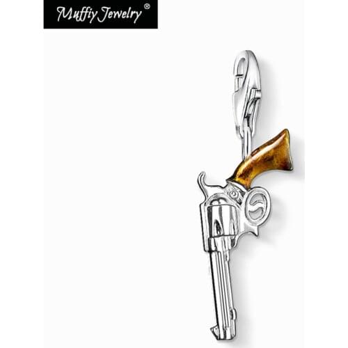 Yellow Revolver Gun Trendy Charm Pendant,Europe Style Muffiy Rebel Good Jewelry For Men & Women,2018 Gift In 925 Sterling Silver