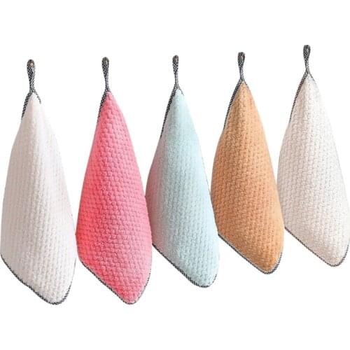 Q1QD 5pcs Kitchen Daily Dish Towel Dishes Cloth Non-Stick Oil Thickened Table Cleaning Cloth Absorbent Scouring Pad